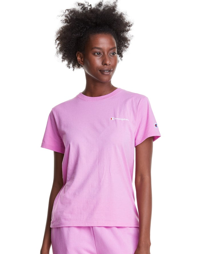 Champion Classic Script Logo T-Shirt Dames - Roze - Belgie 4509IDMQX